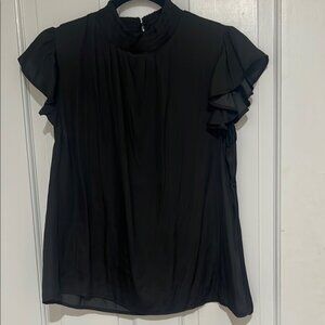 Black Flutter Sleeve Blouse